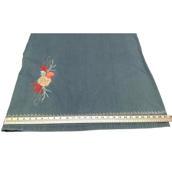 BLAIR Womens Dress Large 100% Cotton Denim Jumper Sleeveless Pockets Embroidery - Picture 8 of 10